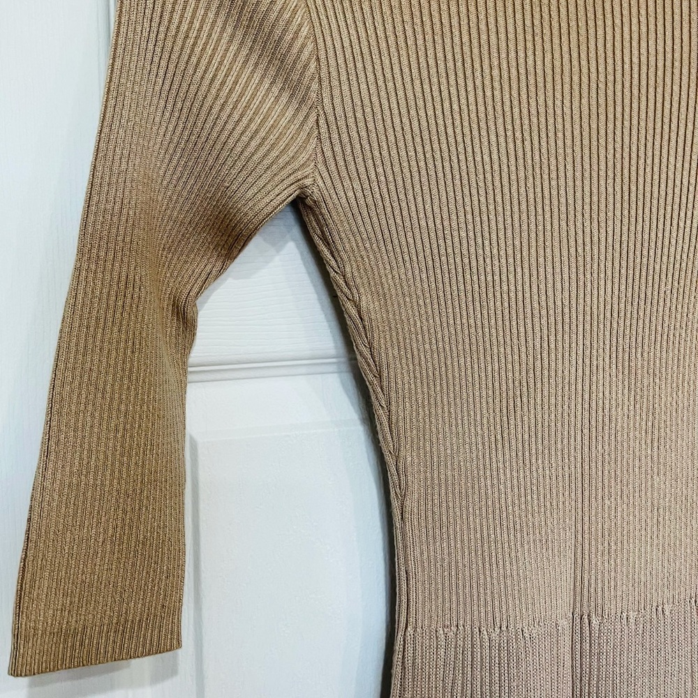 FREE w purchase knit skater dress, 3/4 sleeves, knee length, taupe color, pullon - Picture 10 of 12